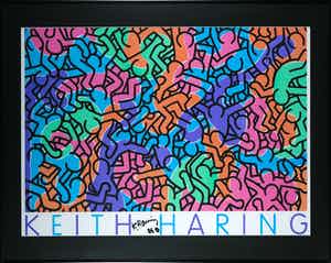 Keith Haring - Handgesigneerd affiche, Keith Haring - Ingelijst (Groot) verkocht voor € 1!