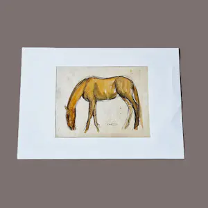 Kees Andrea - Gemengde techniek op papier (aquarel,inkt) - grazend paard - gesigneerd kaufen? Bieten Sie von 57!