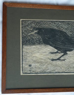Jan Mankes - Ingelijste houtsnede , ‘Schreeuwende kraai’ – handgesigneerd - 1918 kopen? Bied vanaf 1!