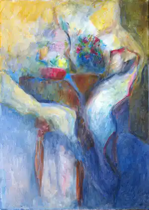 Paul Nieuwendijk - Tafelcompositie met lentekleuren verkocht voor € 240!