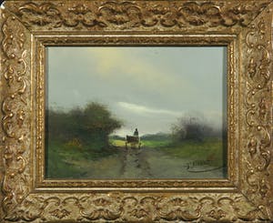 Hendrik Jan ten Cate - Olieverf op paneel, Landschap met boerenkar kopen? Bied vanaf 100!