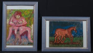 Pieter Haan - Acryl op board, Lot van twee voorstellingen - Ingelijst kopen? Bied vanaf 1!
