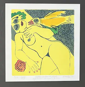 Corneille - Pièce Unique Oiseau couleur de soleil - Met de hand geaquarelleerde ets - 1979 kopen? Bied vanaf 1600!