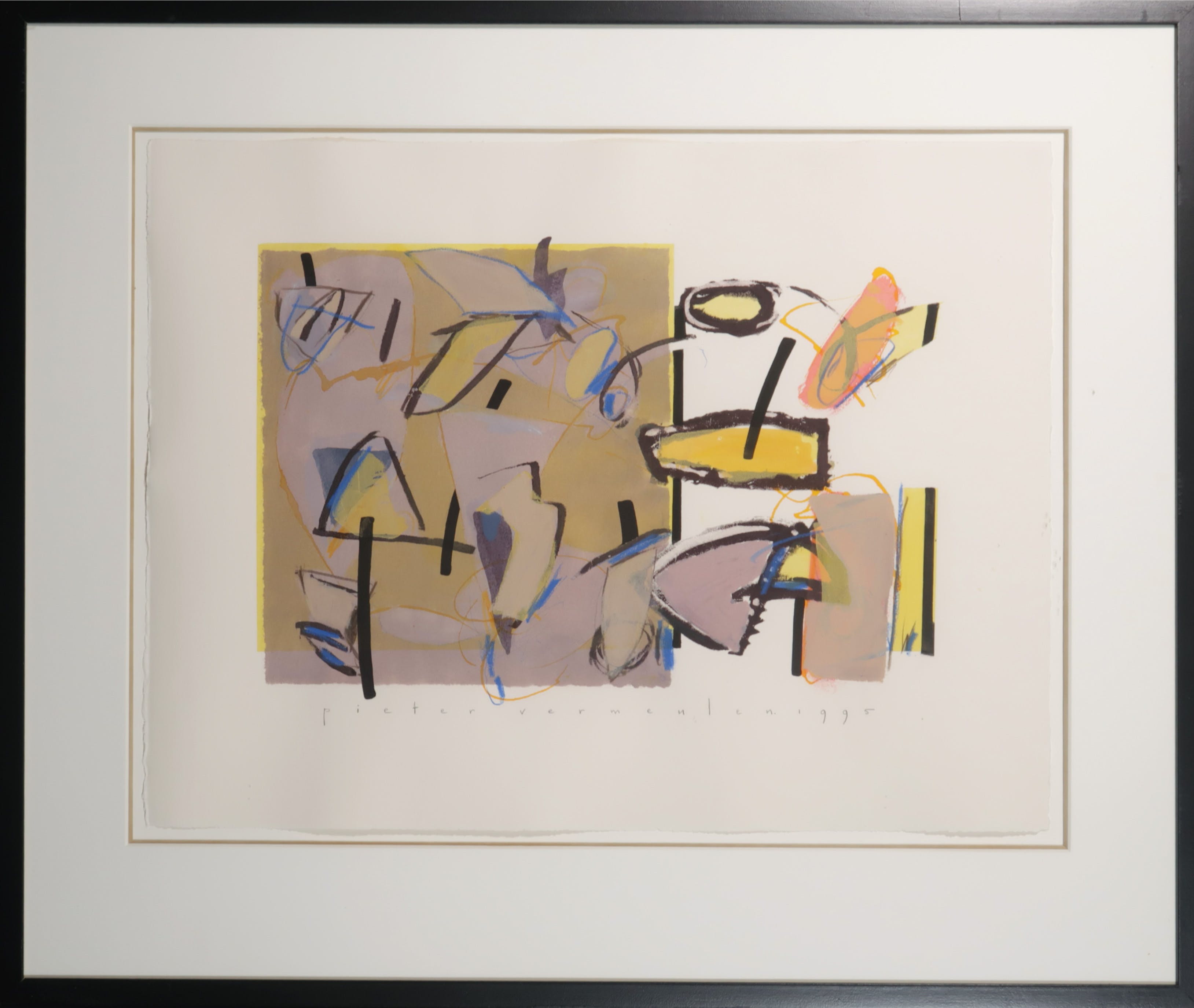 Pieter Vermeulen - Gemengde techniek op papier, Zonder titel - Ingelijst verkocht voor € 35!