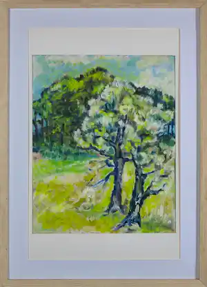 Buy Sophie Mellema - Acryl op papier, Boom - Ingelijst? Bid from 20!