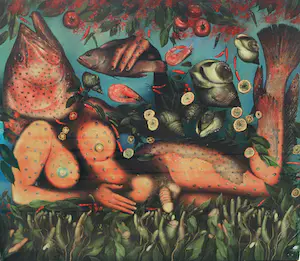 Niet of onleesbaar gesigneerd - Erotisch werk , “Zeevruchten”– GROOT – 125 x 146 cm – giclee kopen? Bied vanaf 10!