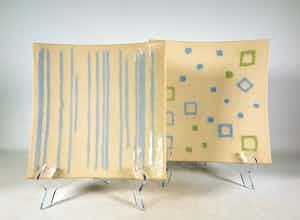 Carla van Ouwenaller - Steenwerk, Geglazuurde schalen Zomerstrand en Voorjaar verkocht voor € 20!