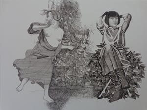 Aat Verhoog - NAAKTE VROUW & MAN / ZW-W ETS / 63x90cm / SIG kopen? Bied vanaf 45!