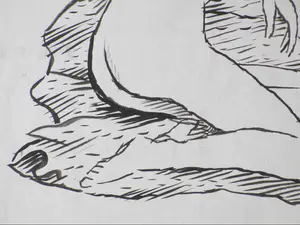 Herman Bieling - Zittend naakt op de rug gezien - Penseeltekening kopen? Bied vanaf 1!