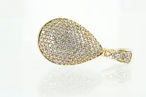 62- Elegante geel-gouden 14 karaats "druppel" hanger - met ca. 0.60ct diamant kopen? Bied vanaf 320!