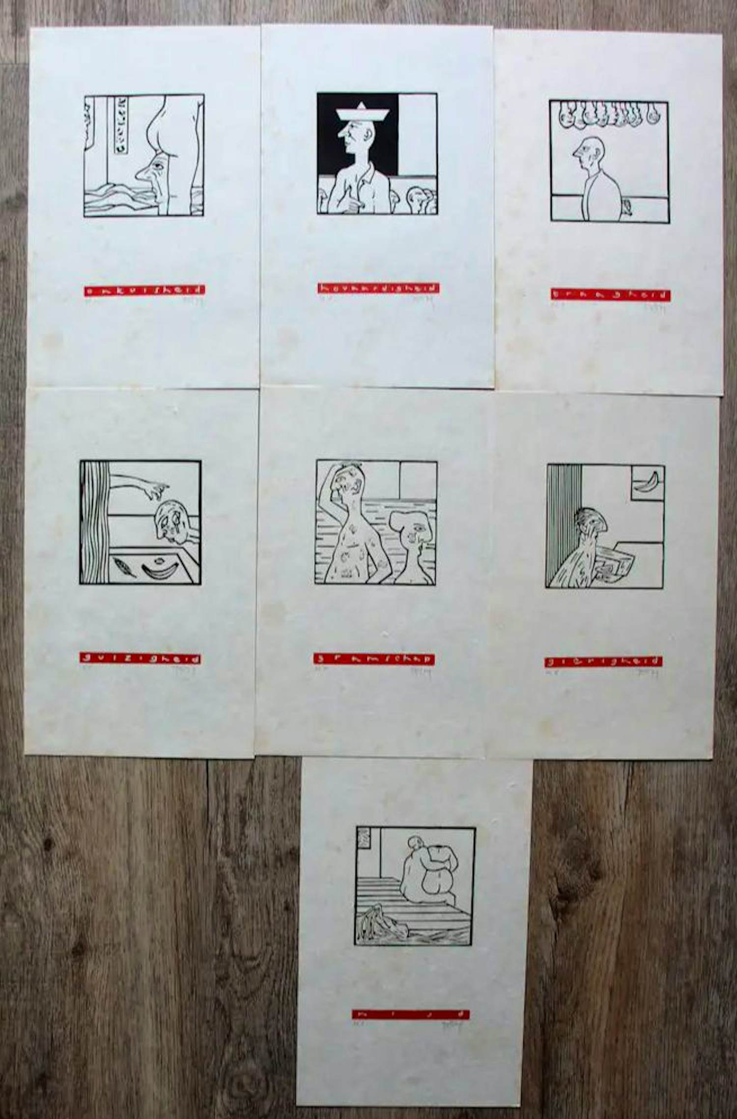 Tom Thijsse - 7 houtsneden: De zeven Hoofdzonden - 1999 kopen? Bied vanaf 29!