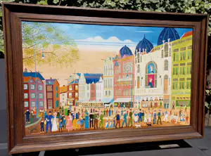 Jan Verheyen - Rembrandtplein Amsterdam, olieverf op doek (ingelijst) kopen? Bied vanaf 595!