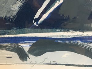 Piet Warffemius - [Abstracte compositie in blauw, grijs en rood]. kopen? Bied vanaf 25!