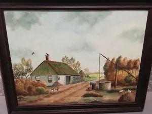 Niet of onleesbaar gesigneerd - Bijzonder fraai landschap gedetailleerd origineel kopen? Bied vanaf 1!