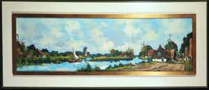 Toon Koster - Olieverf op doek, Waterslandschap - Ingelijst (Groot) verkocht voor € 80!