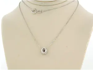 14k wit gouden collier met robijn en briljant geslepen diamant 0.10ct-45cm kopen? Bied vanaf 180!