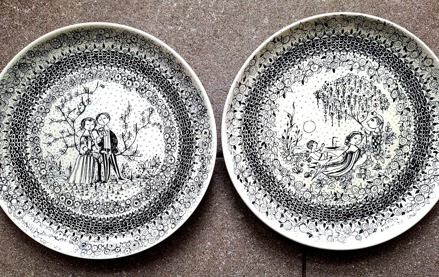 Bjorn Wiinblad - Nymølle , Wandbord (2) - Porselein - Lente en zomer kopen? Bied vanaf 59!