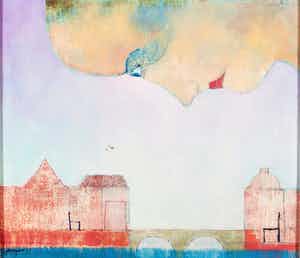 Jan Voets - Kasteelheer - 1977 - acrylverf op hardboard - BKR Den Haag verkocht voor € 20!