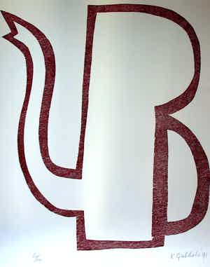 Klaas Gubbels - Houtdruk: 1991 (groot) verkocht voor € 450!