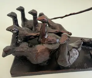 Piet Brouwer - metalen sculptuur | 'n Gaanzendriewer' | 1997 kopen? Bied vanaf 450!