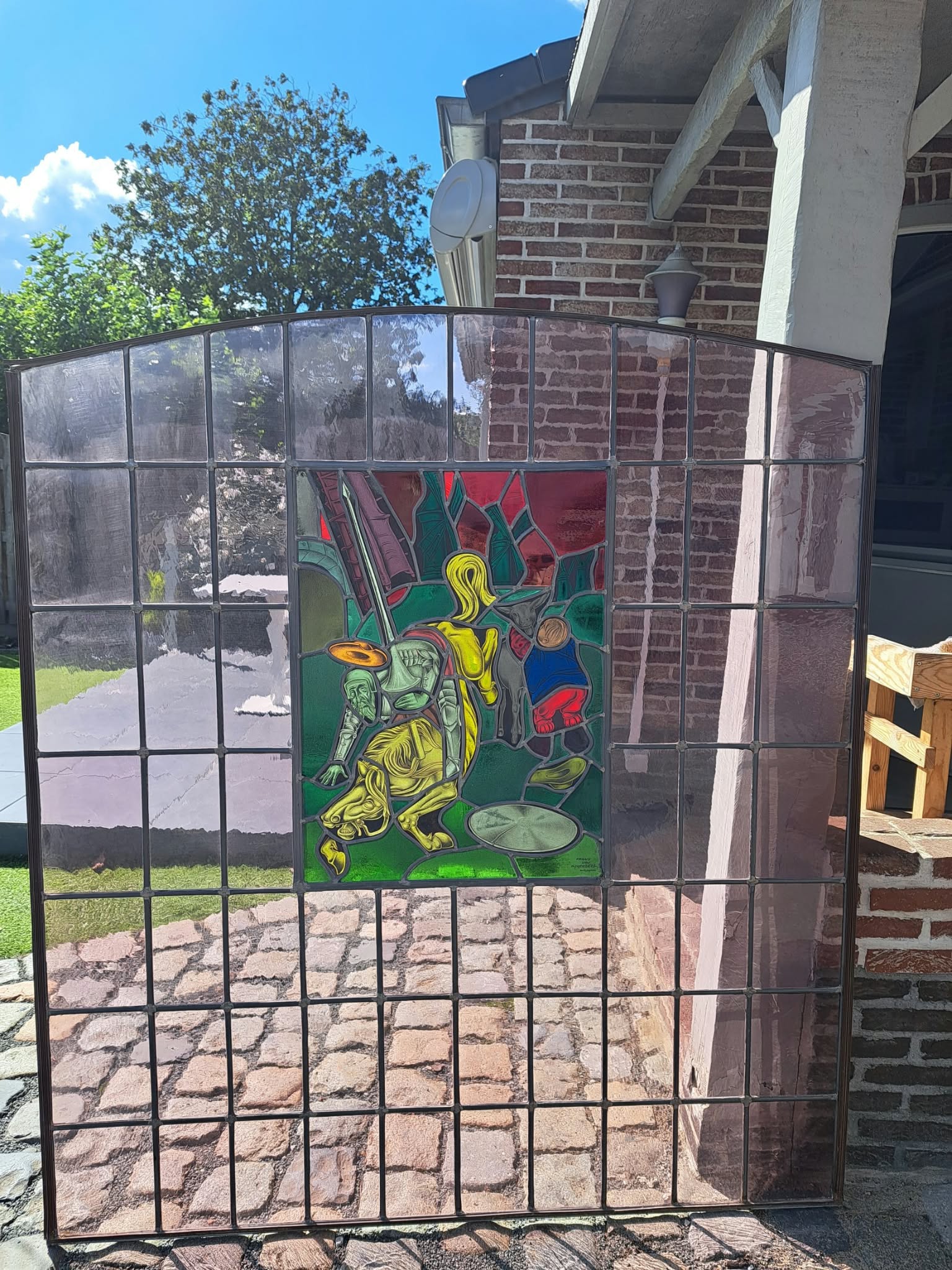 AcheterFrans Van Immerseel - Set van 2 Grote Authentieke Glas-in-loodramen – Frans Van Immerseel – Gesigneerd? Enchérissez de 400!