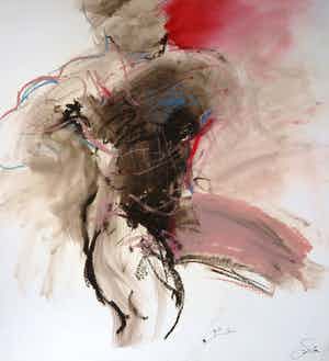 Franscz Witte - Gemengde techniek op papier, Figuur verkocht voor € 1!