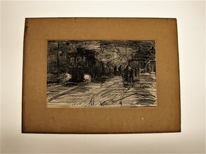 Arnold Koning - omstreeks 1890 - Houtskool - "Parijs figuren op perron - verso Frans landschap kopen? Bied vanaf 160!