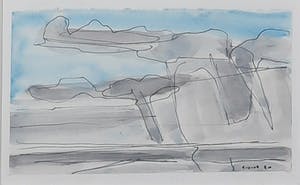 Paul Overhaus - Aquarel en pen op papier, IJsselmeerstudies - Ingelijst kopen? Bied vanaf 1!