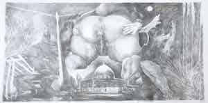 Paul van Dongen - Houtskooltekening, Zonder titel (Zeer groot) verkocht voor € 1!