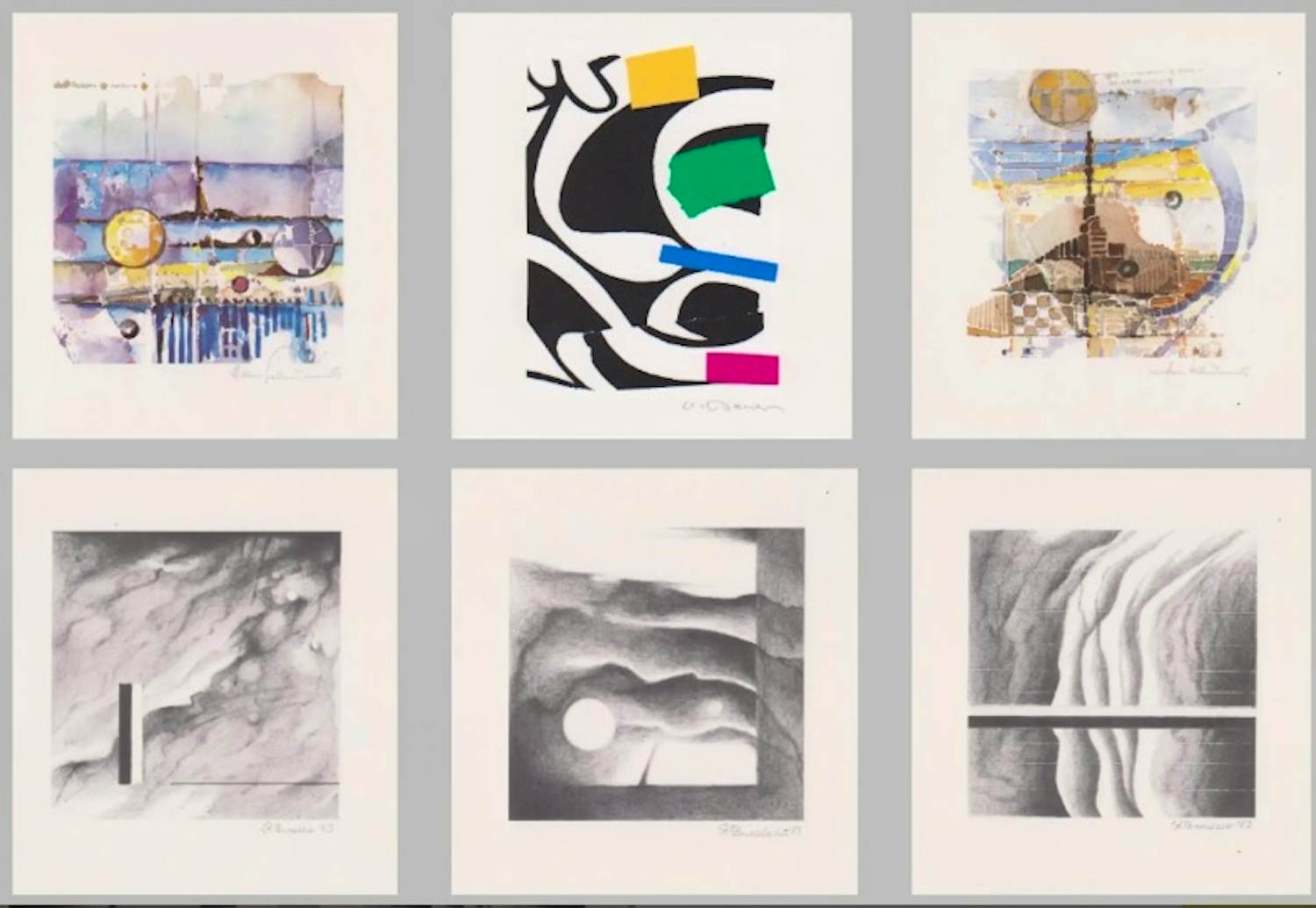 Wolf Bauer - e.a: zes handgesigneerde zeefdrukken: Abstracte Composities kopen? Bied vanaf 35!