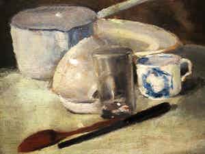 Coba Surie - Fraai verstild omstreeks 1920 geschilderd gevarieerd "Keuken"stilleven - gesign. verkocht voor € 10!