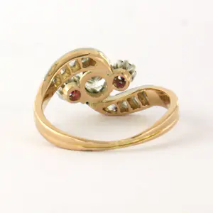 18k gouden ring met robijn, briljant en roos geslepen diamant tot. 0.30ct kopen? Bied vanaf 410!