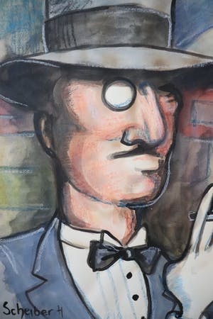 Hugo Scheiber - Man met hoed en sigaret kopen? Bied vanaf 450!