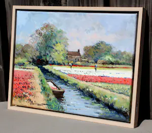 Alexander van Noort - olieverf op doek: bollenvelden bij Heemstede (nette lijst!) kopen? Bied vanaf 299!