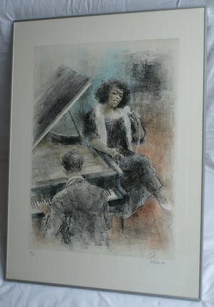 Piet Klaasse - Ingelijste litho , Sarah Vaughan – gesigneerd - 1992 kopen? Bied vanaf 75!