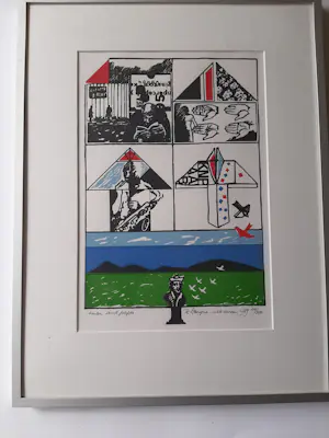 Renaud Levigne - Zeefdruk, titel, Man and paper kopen? Bied vanaf 35!