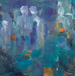 Marten Randa - Acryl op doek, Memories in town kopen? Bied vanaf 80!