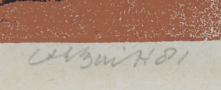 Niet of onleesbaar gesigneerd - Linosnede, Dorpsgezicht kopen? Bied vanaf 1!