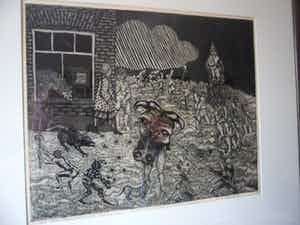 Wim Worm - Ets. Titel, "Palm Pasen", uit 1969. verkocht voor € 35!