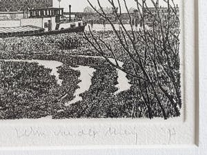 Wim van der Meij - Hefbrug met Binnenvaartschip - Gesigneerd 1993 kopen? Bied vanaf 25!