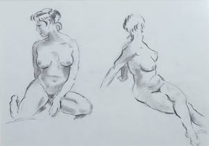 Jan Sluijters (jr.) - Tekening, Liggend naakt - Ingelijst kopen? Bied vanaf 50!