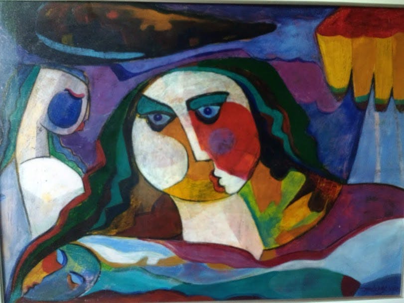 Theo Mackaay - groot schilderij op papier, gesigneerd en ingelijst verkocht voor € 1100!