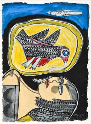 Corneille - Zeefdruk: Des animaux et la femme - 2002(nette lijst) verkocht voor € 399!