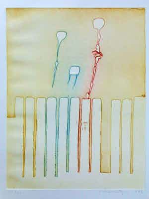 Jan Montyn - ABSTRACTIE / KLEURETS / 65x49cm / SIG / 1986 verkocht voor € 75!