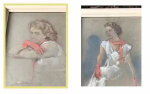 Albert Mulder - Twee portretten van een vrouw in avond-toilette kopen? Bied vanaf 95!