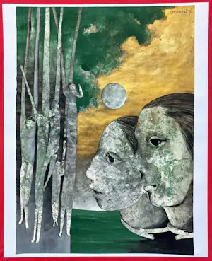 Ans Wortel - Groen goud, gouache (groot) kopen? Bied vanaf 375!