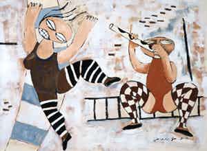 John Lie a Fo - Olieverf op papier, Zonder titel verkocht voor € 1!