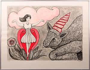 Henry Heerup - Litho, Zonder titel - Ingelijst verkocht voor € 1!