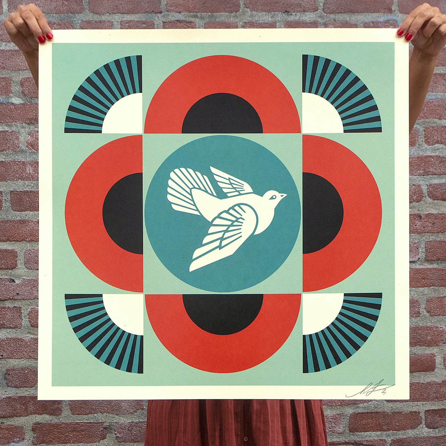 Shepard Fairey - GEOMETRIC DOVE RED Signed Lithograph kopen? Bied vanaf 10!