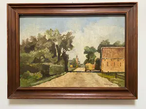 Niet of onleesbaar gesigneerd - Dorpzicht met hooikar kopen? Bied vanaf 1!